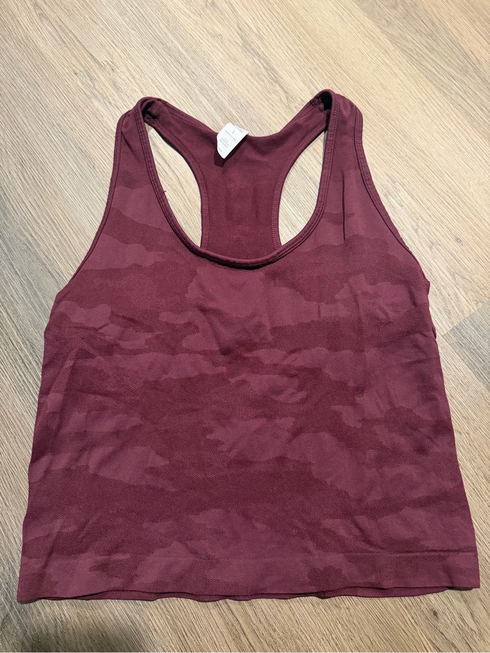 90 Degree Maroon Camo Racerback Crop Tank Top